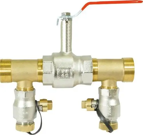 BOSCH Befülleinrichtung mit zwei Anschlüssen, Ventil und Hebel. Aus metallischem Material, geeignet für hydraulische Systeme.